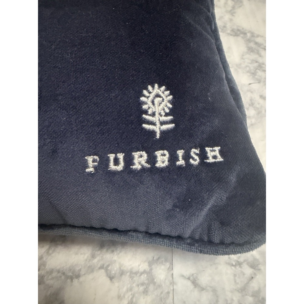Furbish Studio Uncomfortable Life Needlepoint Pillow White Blue Lotus Flower - Picture 4 of 5